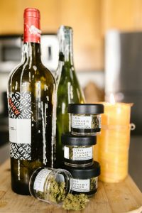 Alcohol Bottles and Cannabis on Plastic Containers